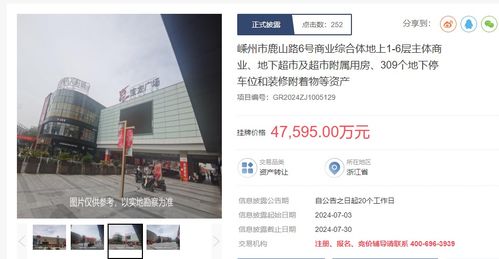 绍兴嵊州宝龙广场商业综合体挂牌转让，挂牌价4.7亿元